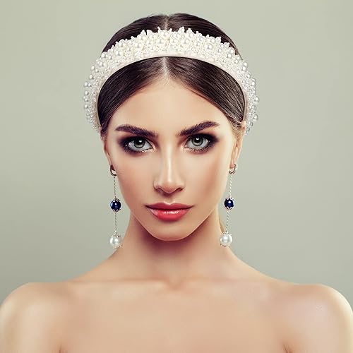 Miniatura 5 de 3 diademas de perlas blancas para mujer, con diamantes de imitación de perlas blancas, accesorios para el pelo de novia, accesorios para el cabello