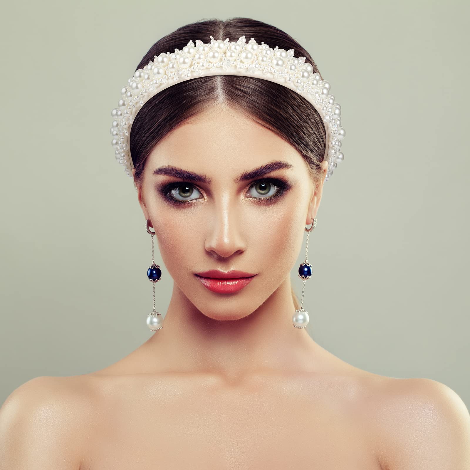 SinChic Fasce per Capelli con Perle Finte, Cerchietto Sposa, Perline Fascia Capelli di Perle, Accessori Sposa per Donne e Ragazze, Beige, 17 cm, 1 unità