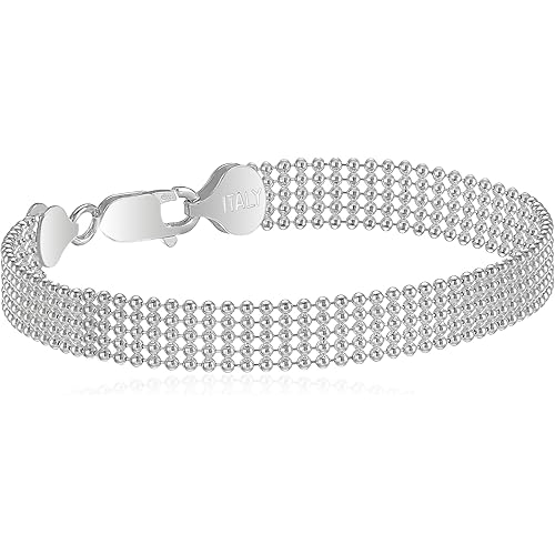 Amazon Collection Sterling Silver Five-Row Shot Bead Chain Bracelet