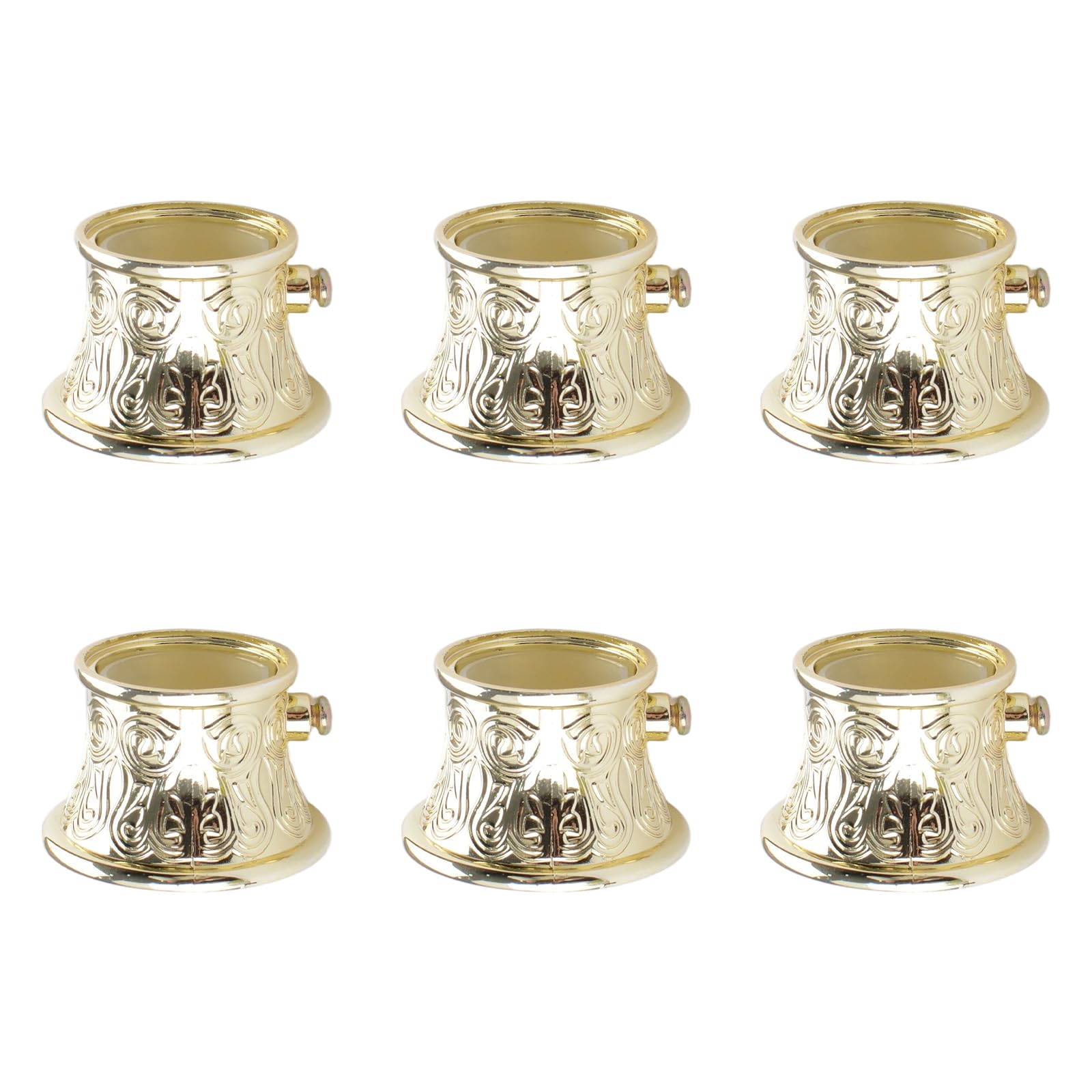 UFURMATE Vintage Carved Curtain Finials, 6Pcs Plastic Drapery Rail Pole Head Cap Curtain Rod Pole Ends Decorations (Gold, Fits Dia.25mm)