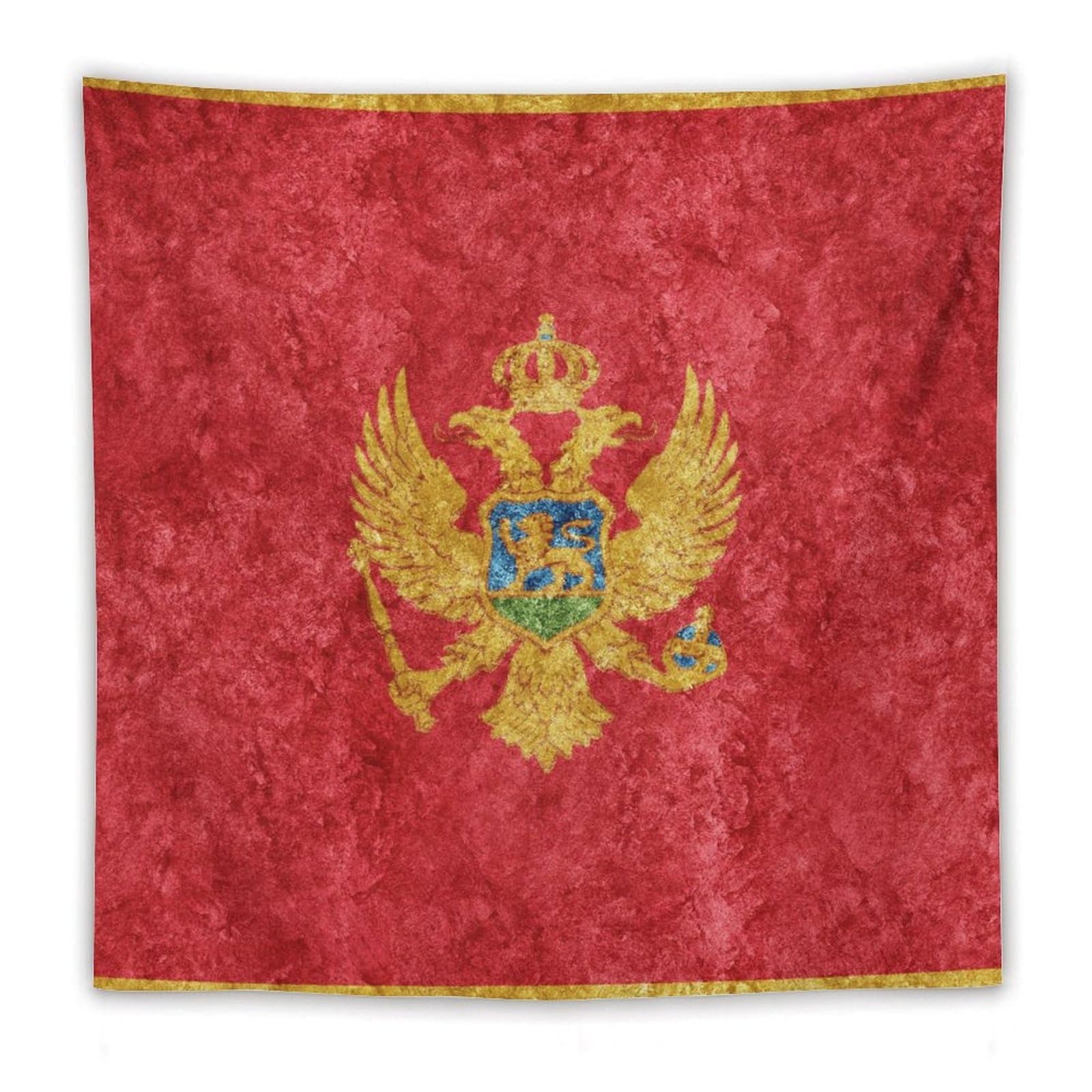 XingFox Montenegro Flag Textured Tapestry Wall Hanging, National Flag Art Wall Decoration Tapestry, For Bedroom Living Room Dorm Home Decoration, 60"x60"