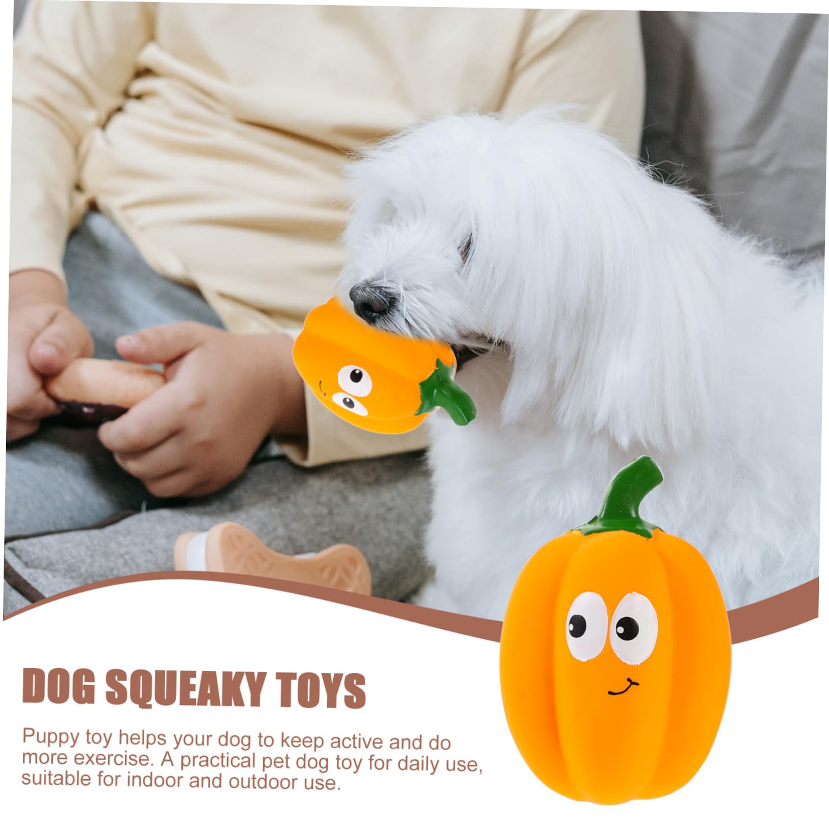 Toddmomy 5pièces Jouet Squeaky Interactif Forme De Citrouille pour Chiens Jouet à Mâcher pour Chiots Et Petits Chiens Et Matériau Latex Souple