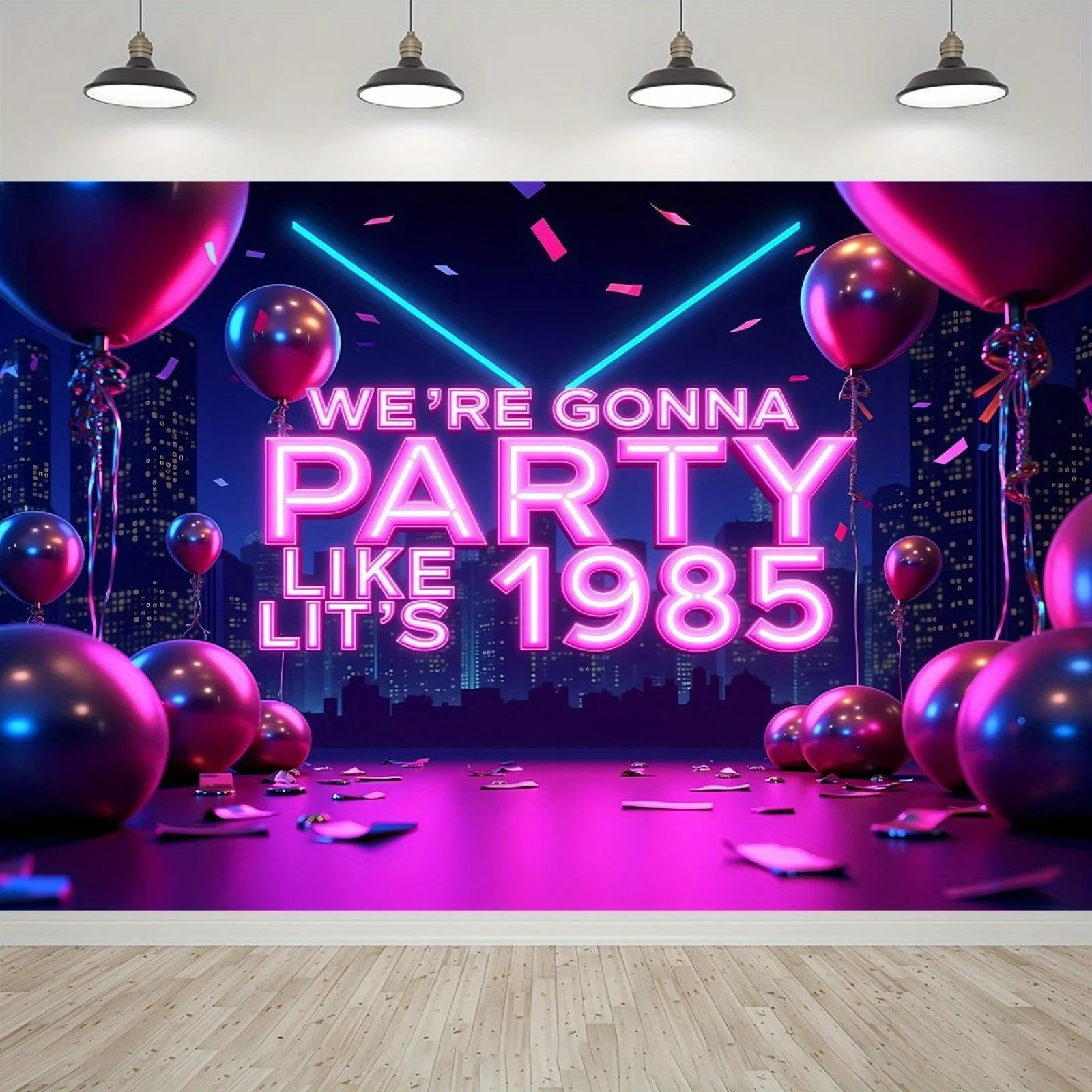 Banner 2D 1 sztuka neon 1985 Nadaje się na urodziny, festiwale, imprezy, różne rozmiary dostępne