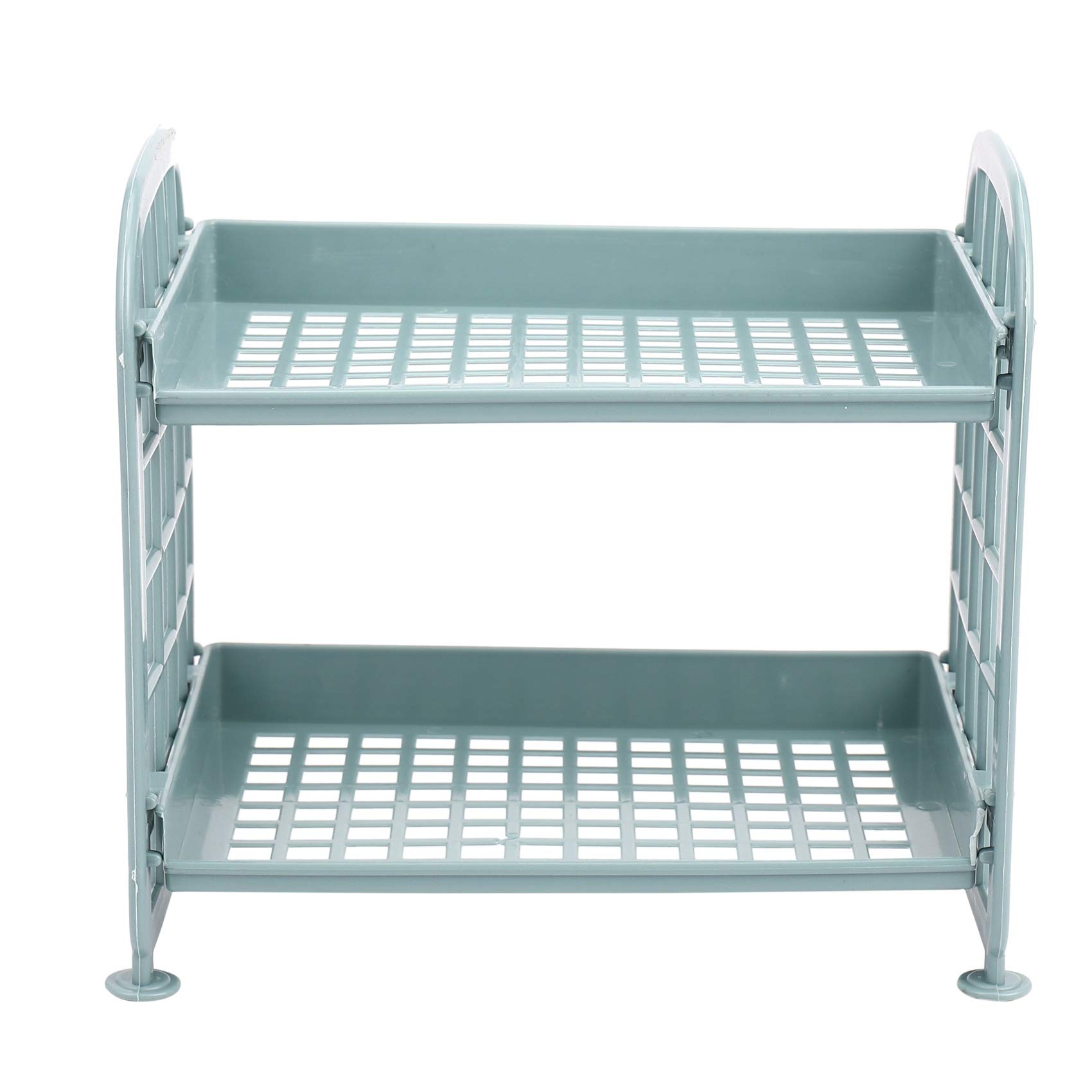 Scaffale portaoggetti in plastica a 2 ripiani blu nordico, versatile per cucina e bagno, scaffale compatto salvaspazio per la decorazione della casa e facile accesso