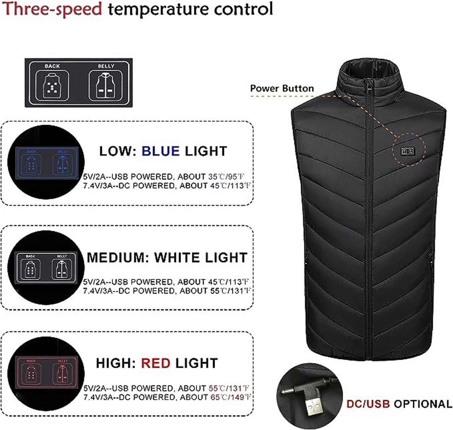 Chaleco Calefactable Hombres Mujeres - Chaqueta Calefactable USB, Banco De Energía De Chaleco Calefactable For Exteriores