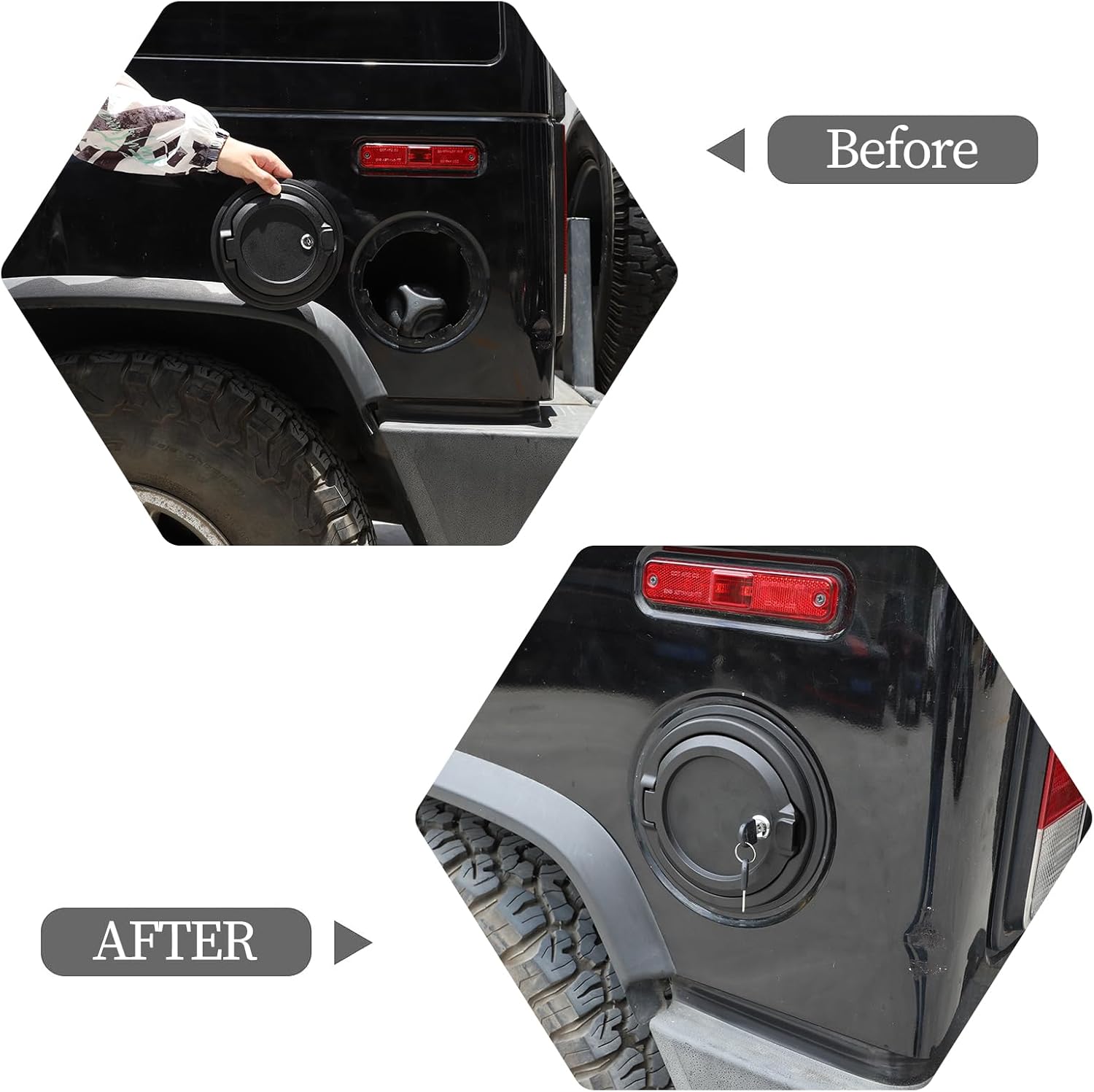 PIUGILH Locking Fuel Filler Door Cover Compatible with Hummer H2 2003-2009 Accessories, Gas Cap Tank Door Cover (Matte Black)