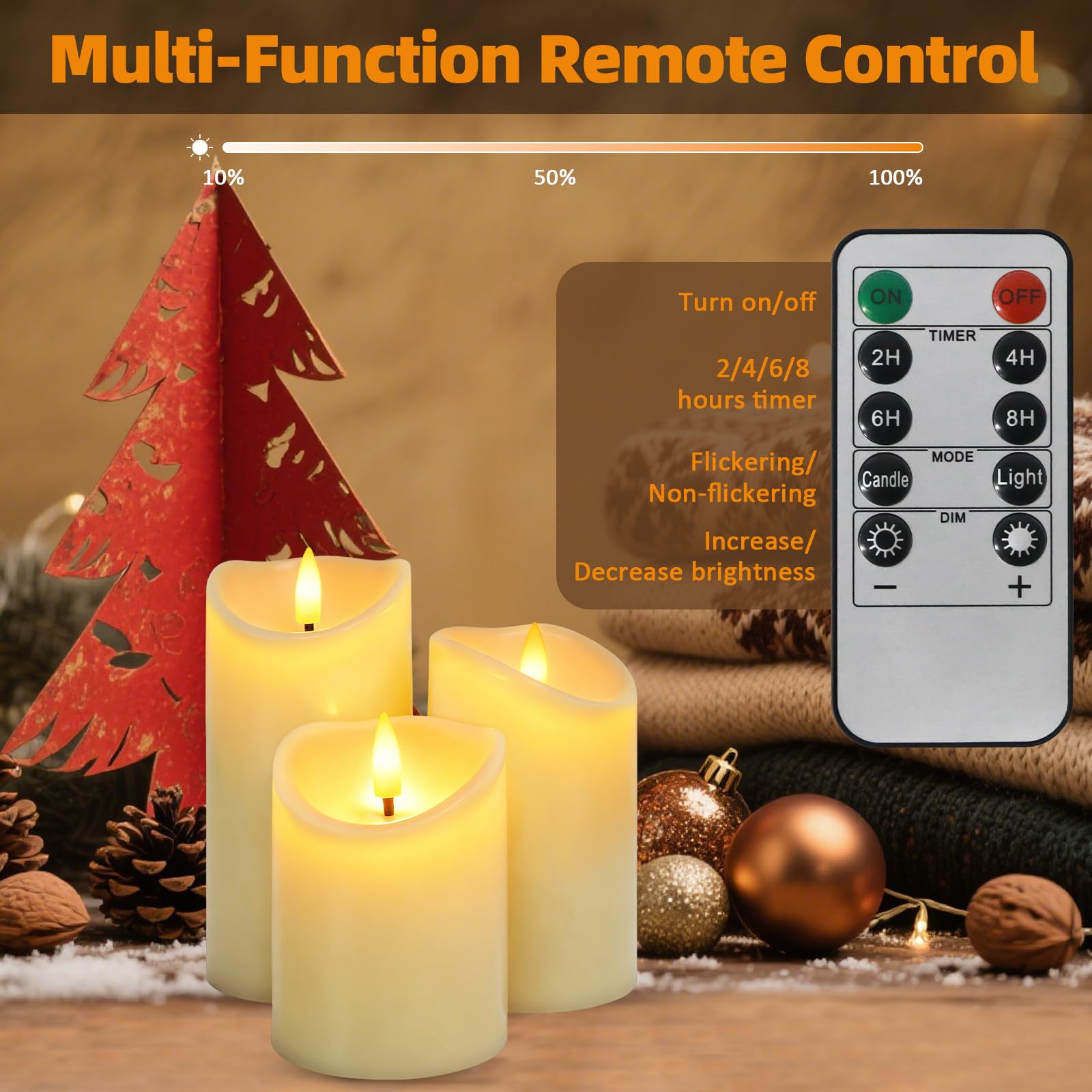 Candele LED Ricaricabili, Set da 3 Pezzi, Perfette per Decorazioni Natalizie e Illuminazione Interna Quotidiana