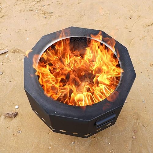 Miniatura 18 de Fogata patentada sin humo para exteriores, chispa de pellets de madera con bolsa de transporte portátil, parrilla de acero inoxidable, estufa