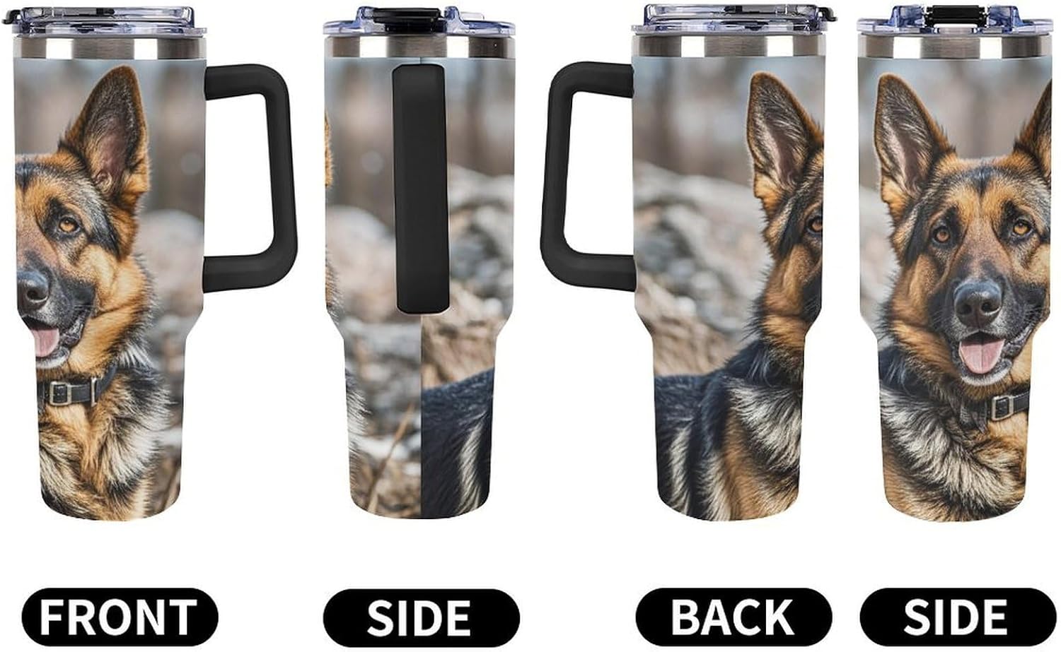German Shepherd Dog Tumbler 40 Oz with Handle&Lid Large Car Cup Stainless Steel Vacuum Travel Mug Insulated Water Bottle Leak-proof Portable Coffee Cup for Home Car Outdoor