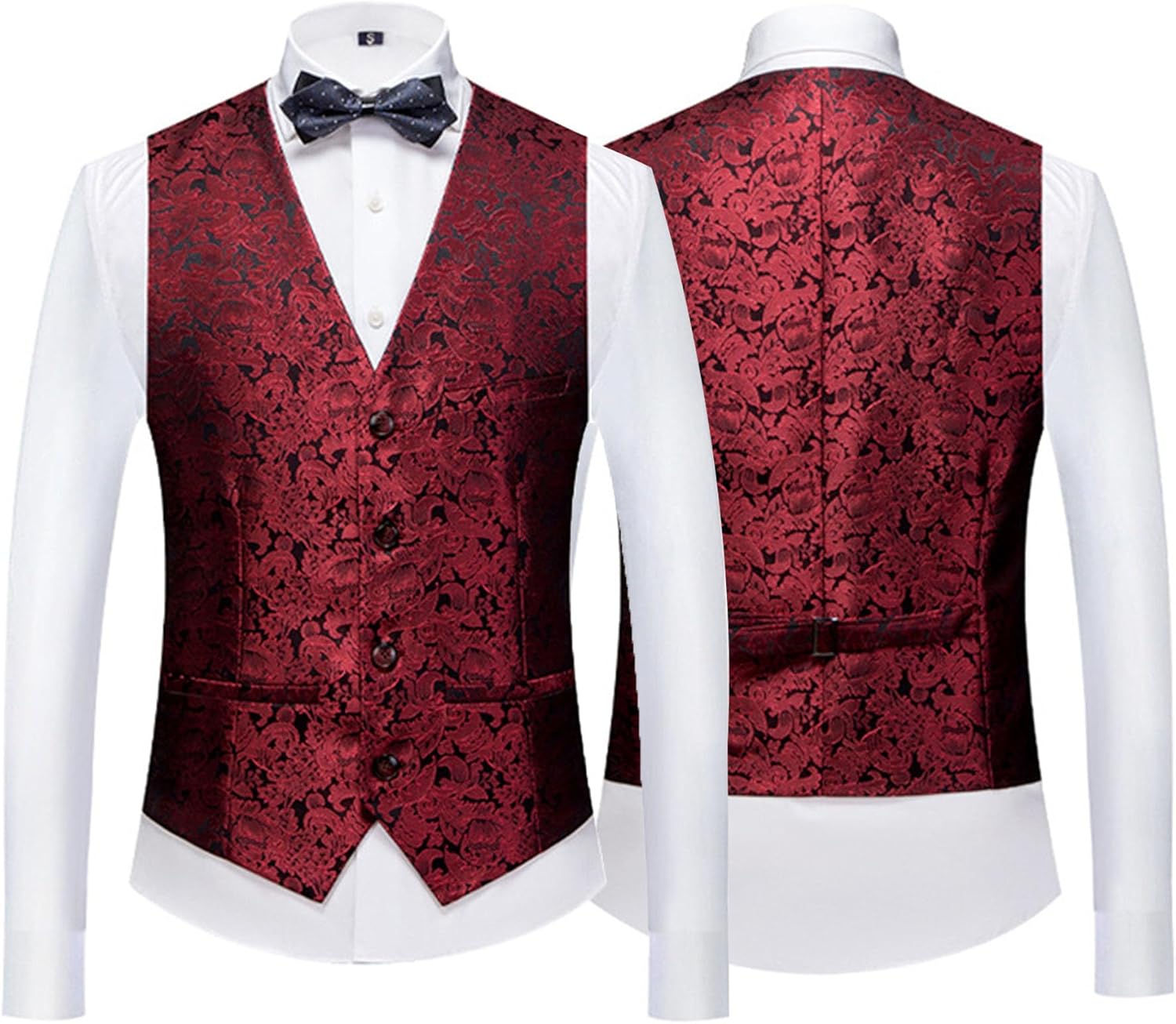 Men's Jacquard 3 Piece Tuxedo Suits Slim Fit Formal Skinny Prom Suit Set Shawl Lapel Tuxedo for Wedding Party