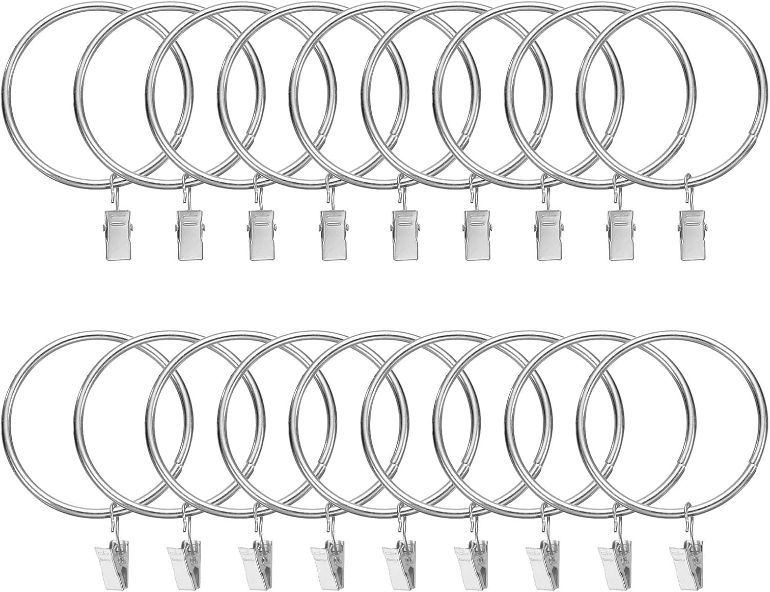 Amazon.com: uxcell 18 Pack Curtain Rings with Clips, 2.5
