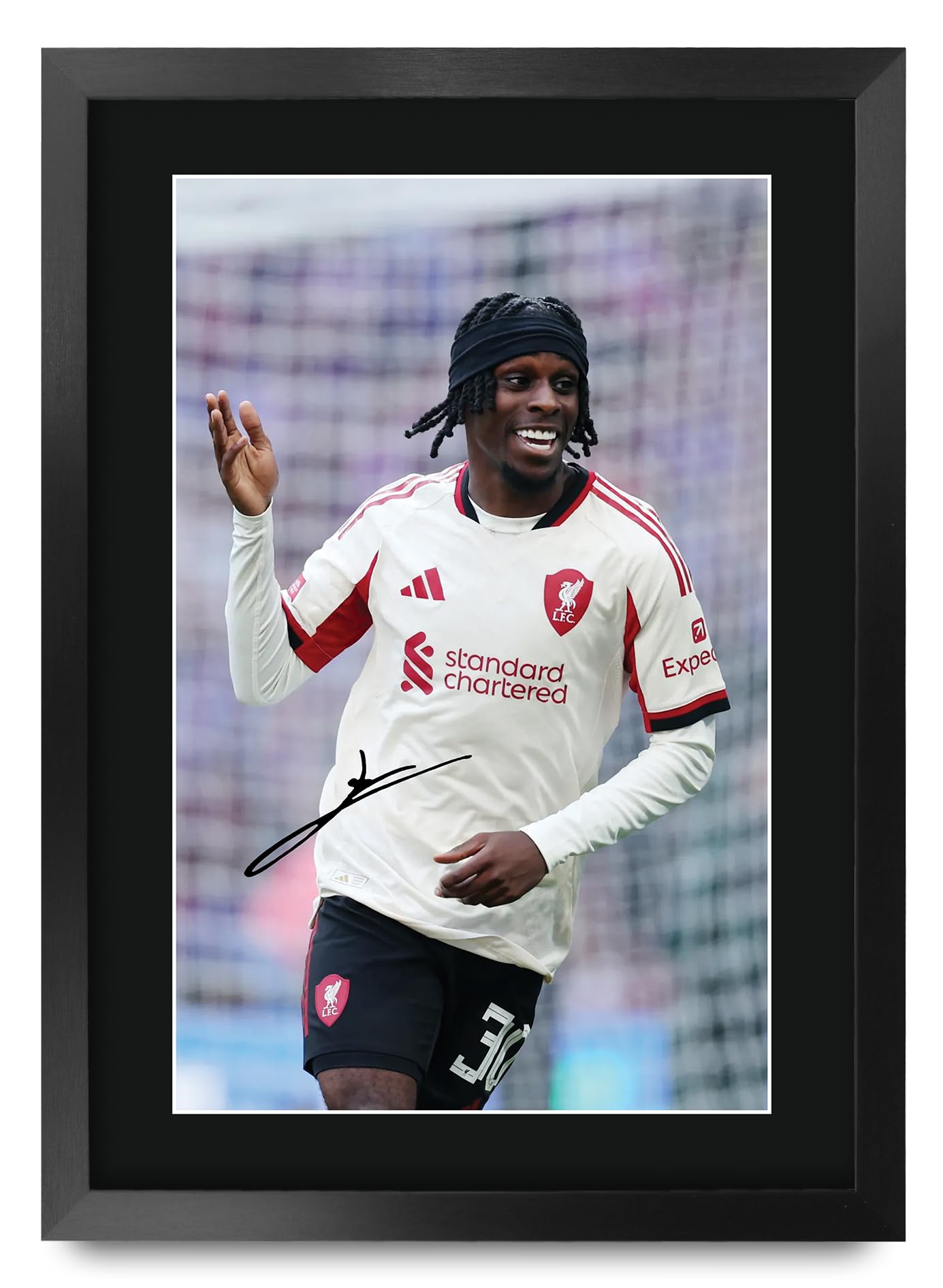 HWC Trading Jeremie Frimpong Liverpool Gifts Printed Signed Autograph Picture for Football Fans and Supporters (ID-000164) - A3 Framed