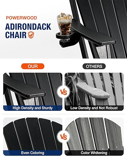 Miniatura 5 de Silla Adirondack con soporte para tazas sillas Adirondack plegables de plástico HDPE, muebles de material de polietileno de alta densidad - Sillas