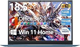 18.5 Inch Laptops with 16GB RAM 1TB SSD Ordinateur Portable, Celeron N5095 Quad-Core, Windows 11 Laptop, WiFi 6, 180° Viewing, Type-C, USB3.2 *, 8000mAh, for Business and Students