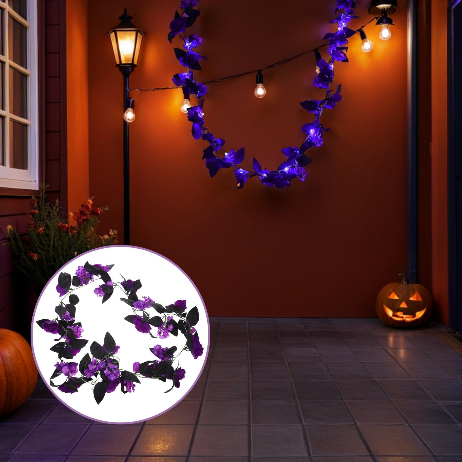 Healeved 4 Piezas Guirnalda de Rosas Luminosas para Fiesta de Halloween, Enredadera