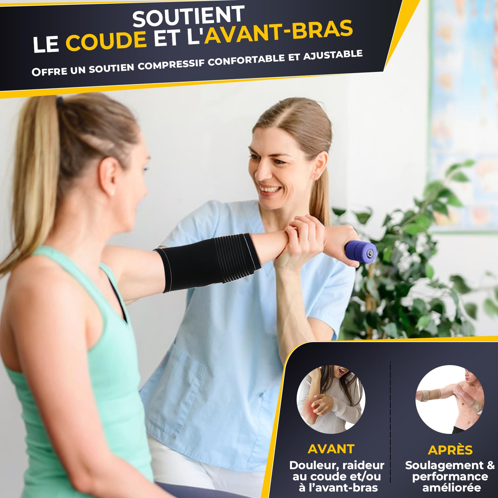 NEOtech Care Coudière - Compression AJUSTABLE - Légère, élastique, flexible, respirante - Protège-coude pour sport, tennis, golf (Noire, Taille M, 1 Paire)