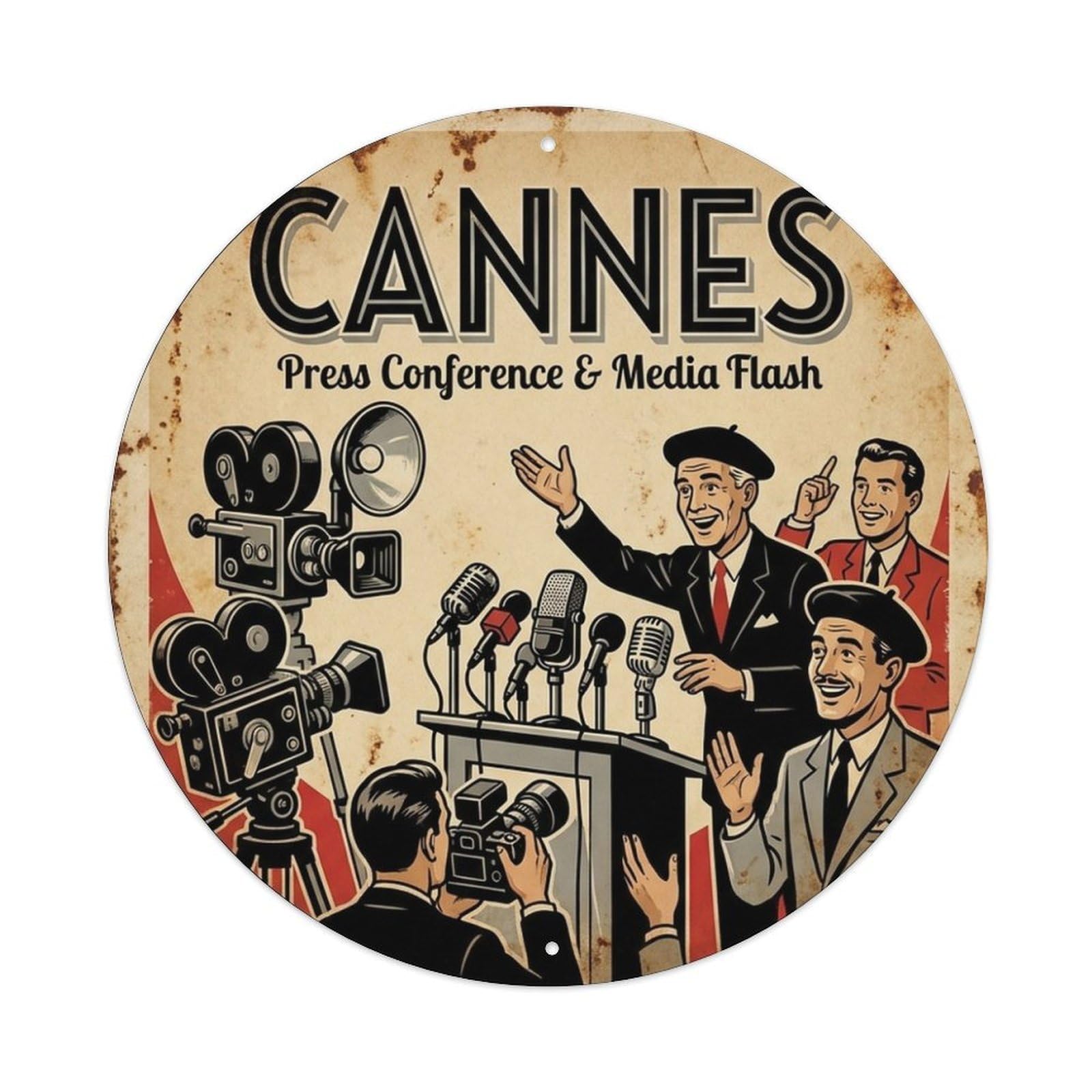 Cannes France Travel Press Conference Media Flash Metal Tin Sign