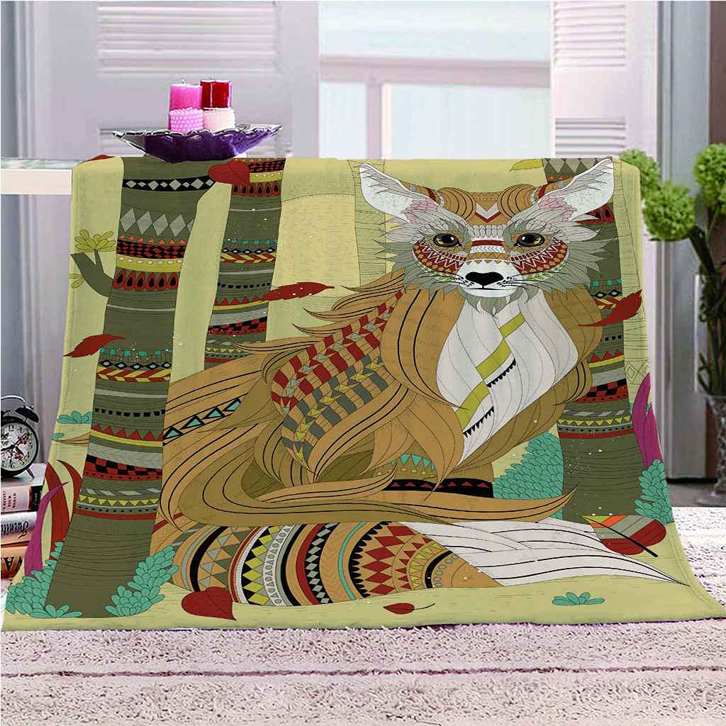 Couverture flanelle renard lavable pour éliminer les frissons du soir sur votre lit