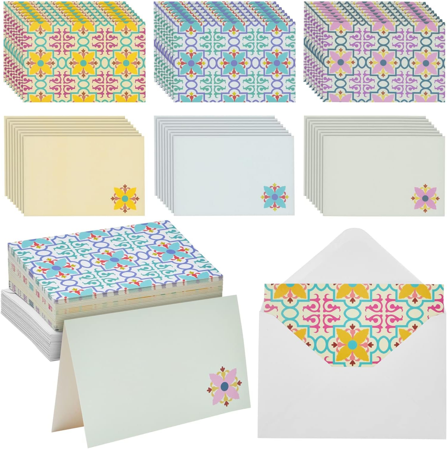 48 Pack Vintage Floral Blank Greeting Cards with Envelopes, 6 Assorted Designs (4 x 6 In)