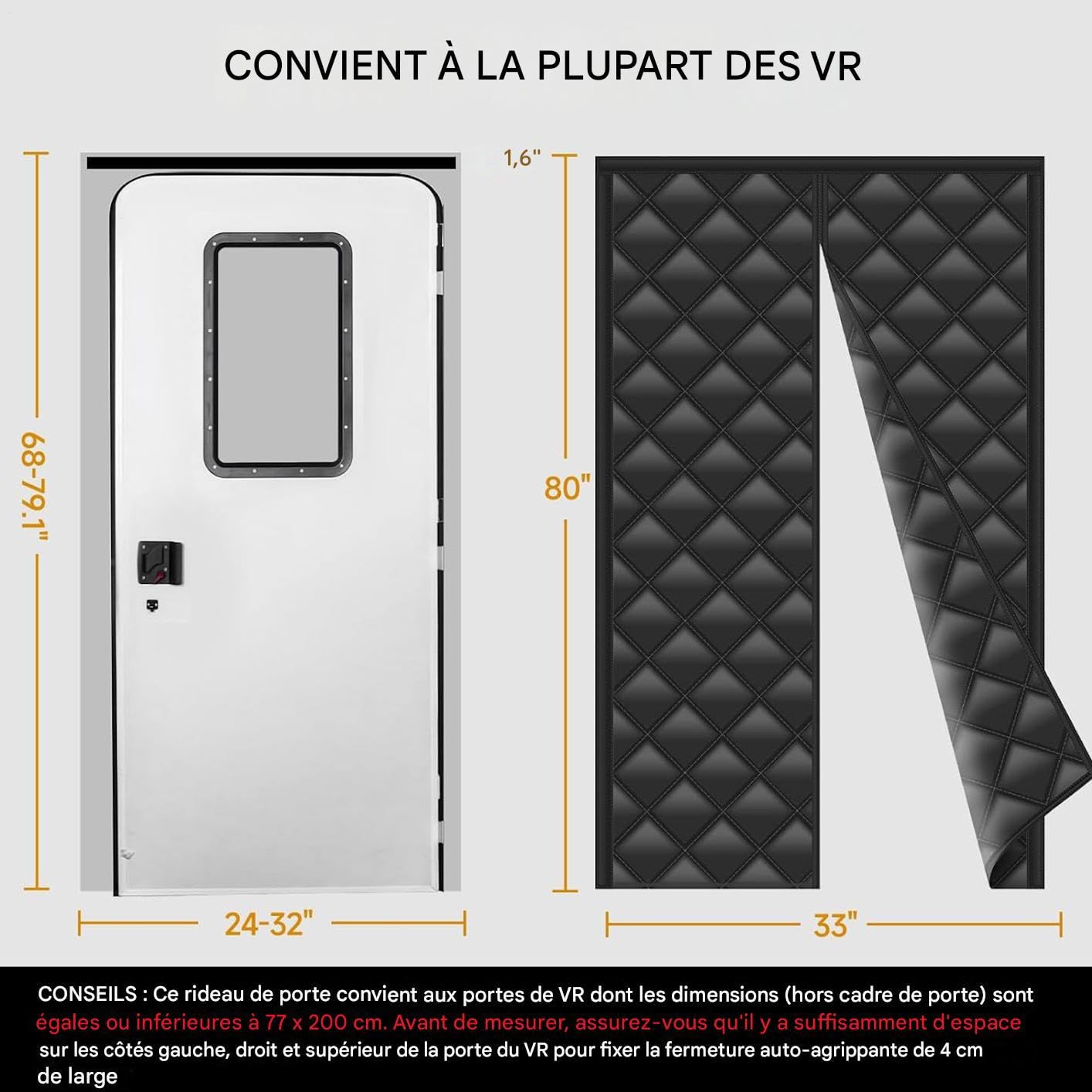 Rideaux Isolants pour Porte De Camping-Car Protection Anti Vent et Anti
