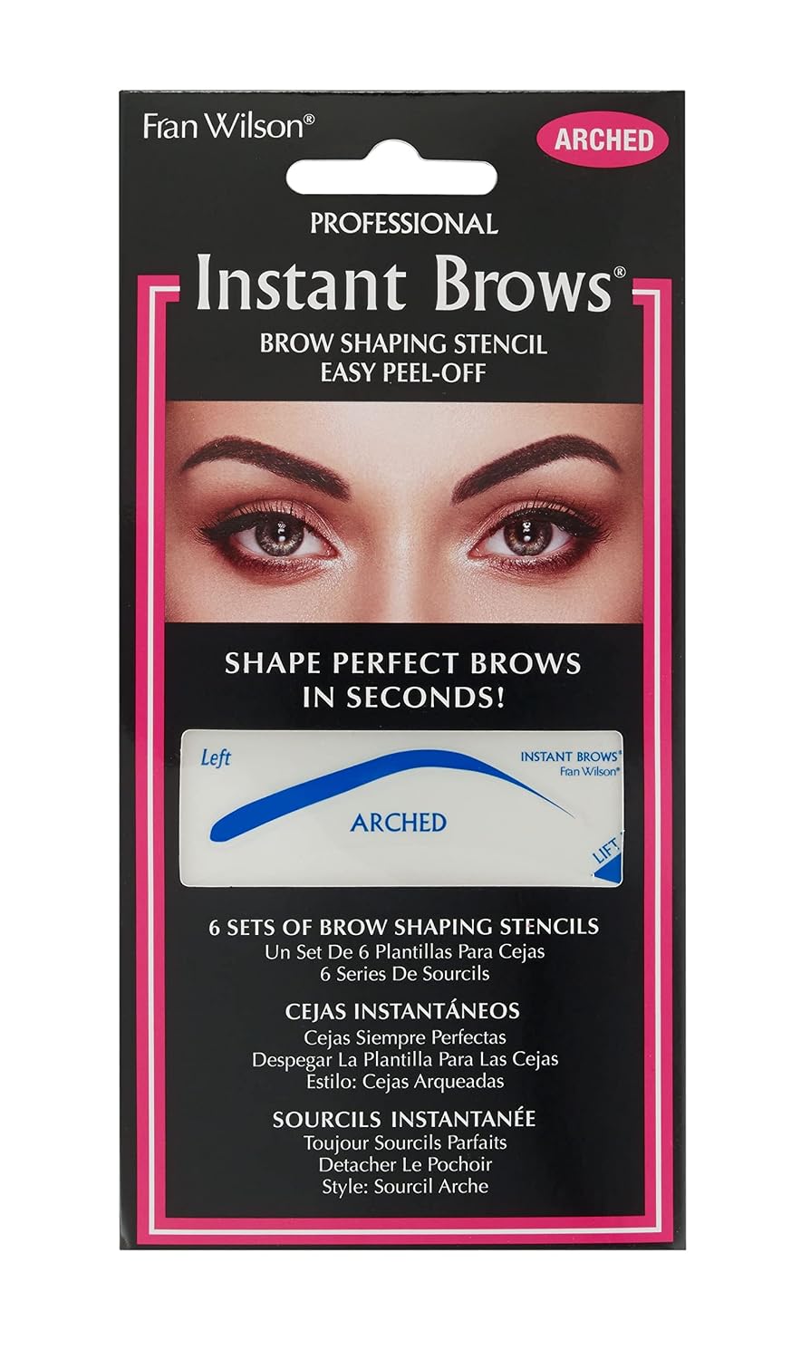 Fran Wilson Instant Brows Makeup Tool: Adhesive Stencils for Perfectly Shaped Brows, Easy to Use, Ideal for Beginners and Pros - Arched