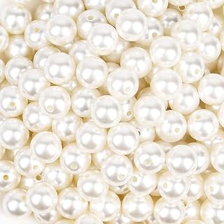 BetterJonny パールビーズ 110個手芸用 ラウンド 丸玉 パール 穴付き ホワイト ハンド パー ル パーツ 箱入り 手芸材料 手作り 素材 (14mm 両穴)