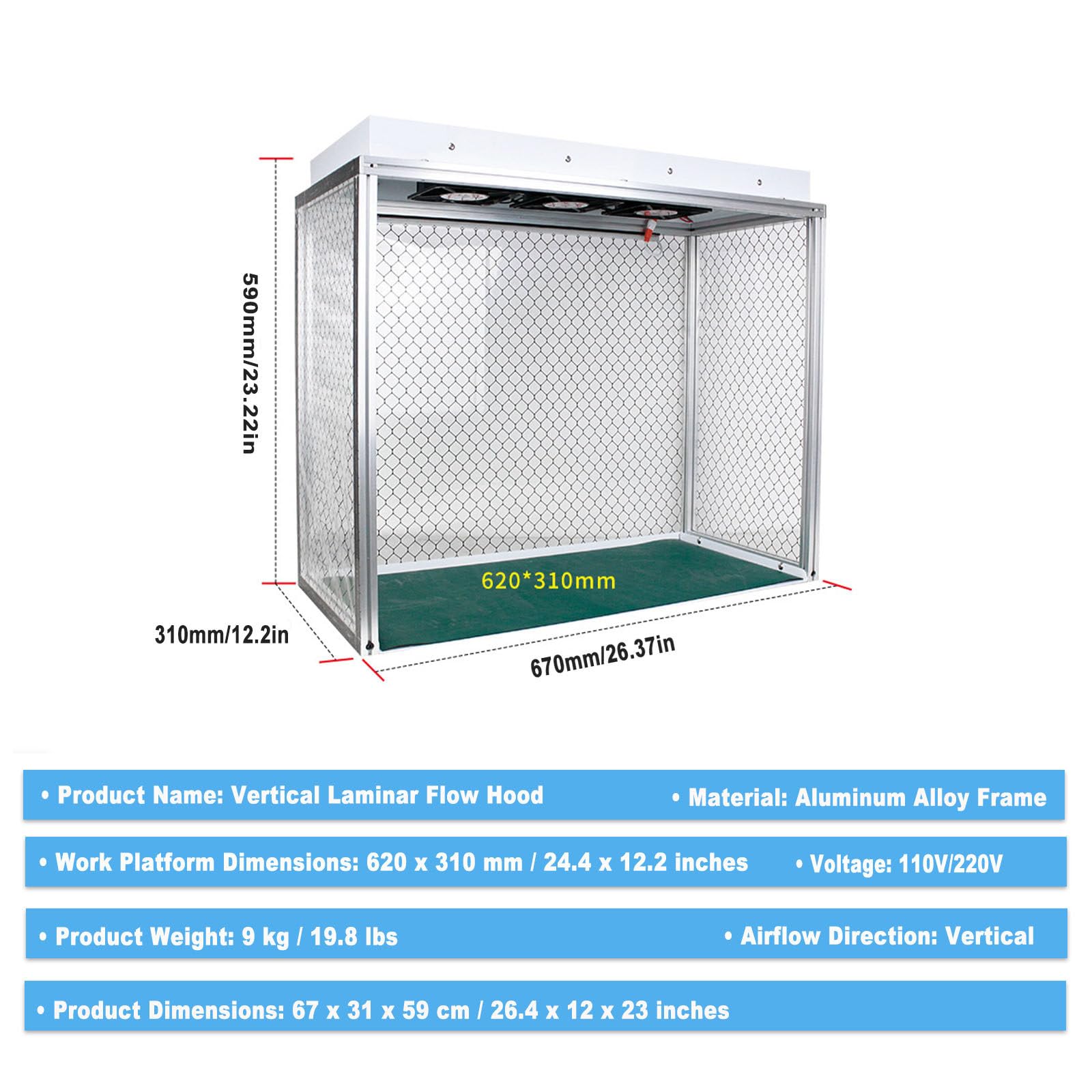 Laminar Flow Hood Fan Filter Unit Reinraum FFU Mit Hepa-Filter Reinheitsklasse 100 Für Die Telefonreparatur Im Labor 220V