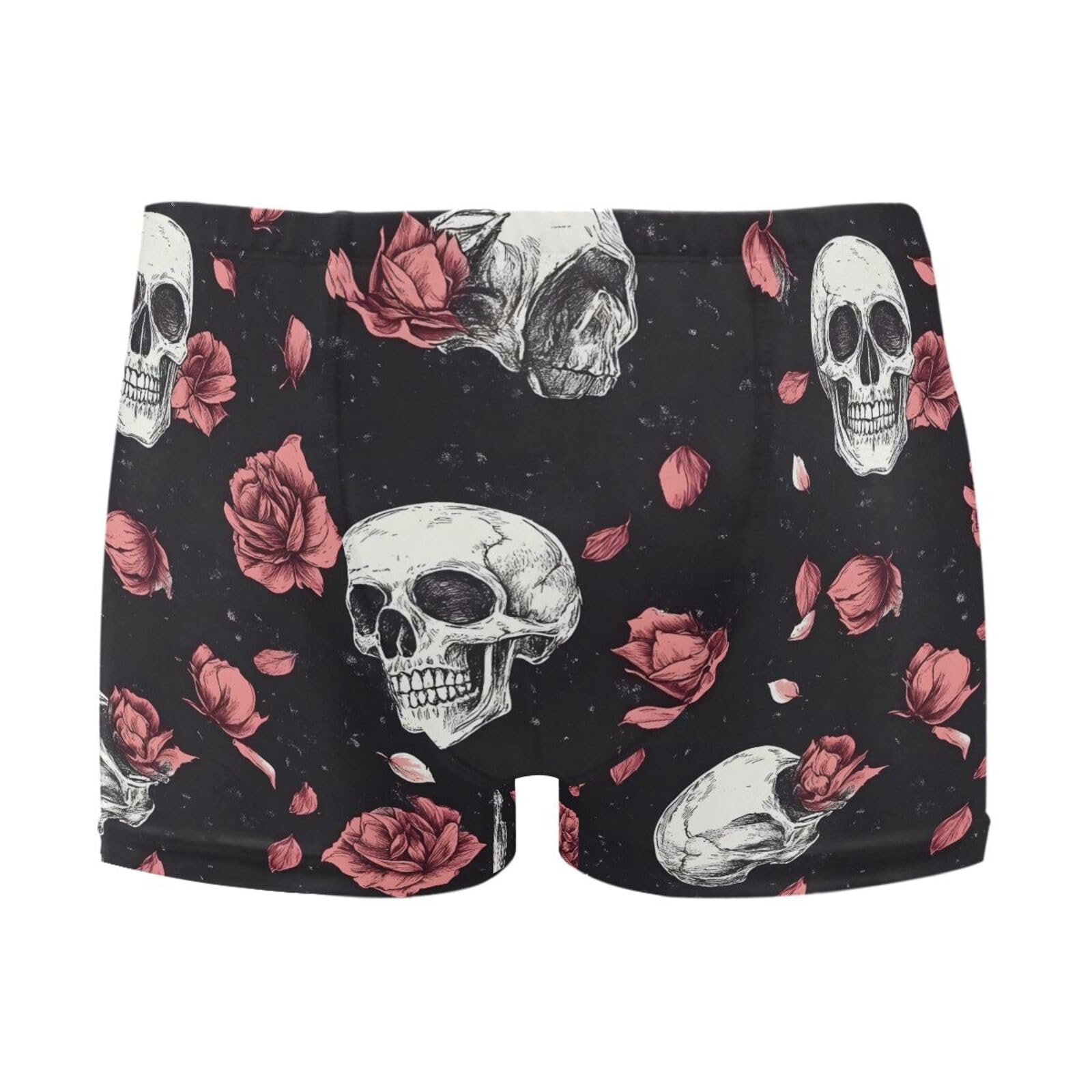 Mens Swimwear Gothic Skull Pink Flower Rose Short Swim Trunks Square Lg Swimsuit Bathing Suits for Men L 202b8494