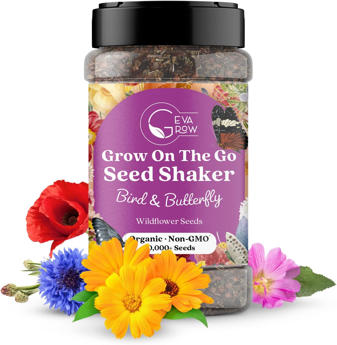 Mini Wildflower Seed Shaker Bird & Butterfly Garden Seed Mix 60,000+ Annual