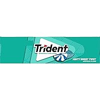 Vista 17 de 12 paquetes de 14 unidades cada uno; es decir, en total son 168 unidades de goma de mascar Trident Minty Sweet Twist sin azúcar sabor menta dulce.