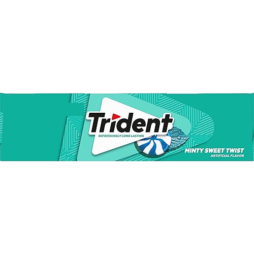Miniatura 17 de 12 paquetes de 14 unidades cada uno; es decir, en total son 168 unidades de goma de mascar Trident Minty Sweet Twist sin azúcar sabor menta dulce.