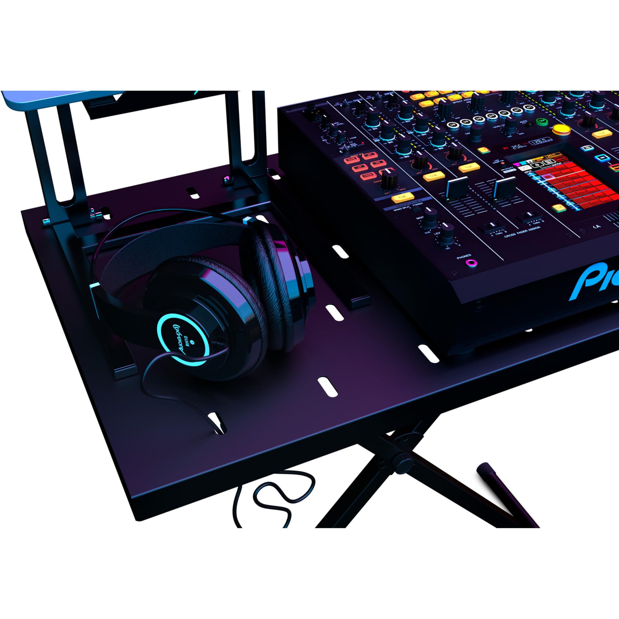 Audibax Onyx 200 - Supporto Multifunzione per Pianoforte o Tastiera, Controller Midi, Mixer DJ o Percussioni - Tavolo per Laptop e Sintetizzatori Rack - Altezza Regolabile