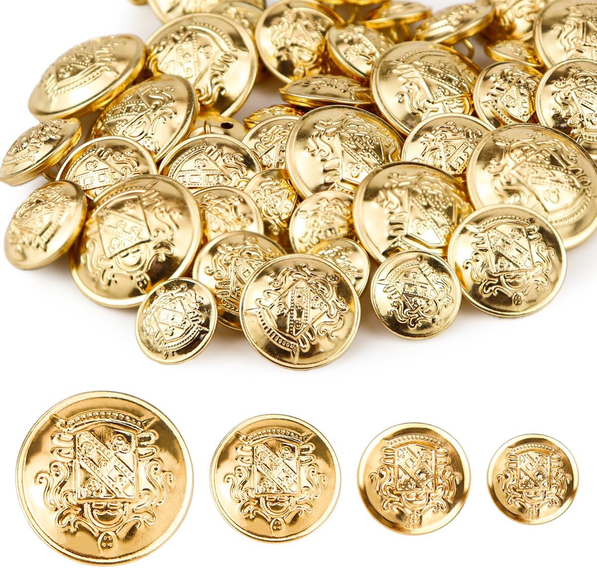 Amazon.com: UPIQNG 40Pcs Metal Buttons Gold Sewing Button Set Round ...