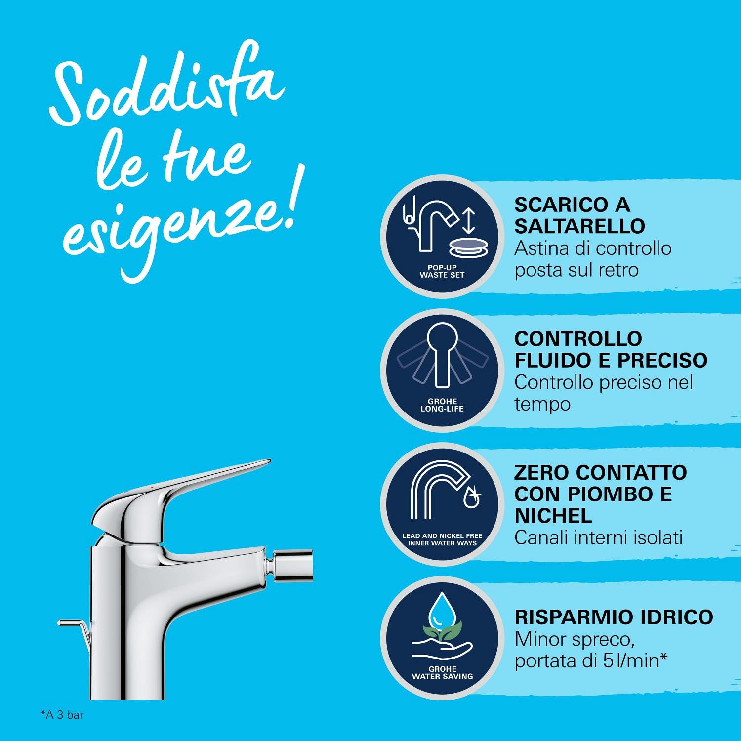 GROHE Swift Miscelatore monocomando per bidet, cromo