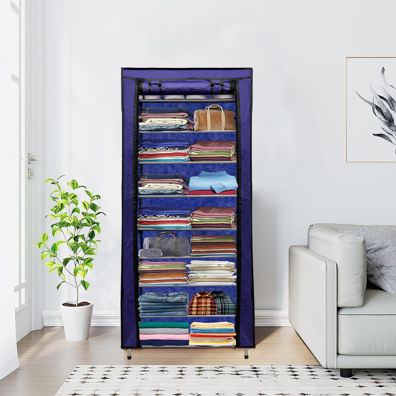 RAXON WORLD 9 Layer Metal Blue Space-Saver Collapsible Wardrobe: Maximize Your Space with Style-image-44