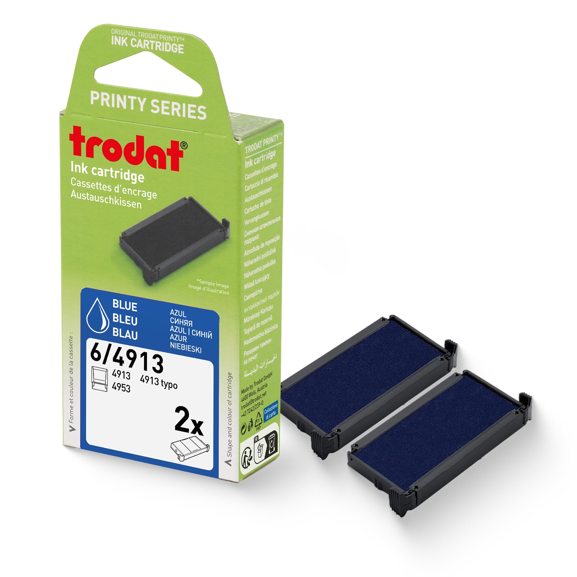 Trodat Replacement Pads, Printy 4913 Stamp, 2 pack, Blue