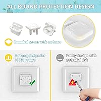 Vista 5 de Paquete de 32 fundas para enchufes a prueba de bebés, 3 puntas con mango oculto en U para enchufes eléctricos, protectores de enchufes a prueba