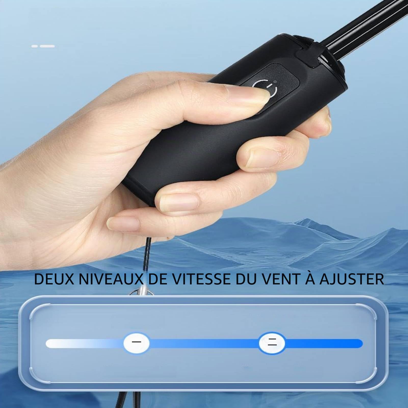 Parapluie brumisateur avec ventilateur et bouteille d'eau, portable 3 en 1 rechargeable par USB, parasol avec brume pour extérieur, plage, barbecue et festivals, blocage des UV