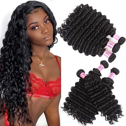 Miniatura 2 de UNICE cabello virgen peruano de buena calidad ondulado profundo 3 paquetes de cabello humano verdadero extensiones entramadas de color natural