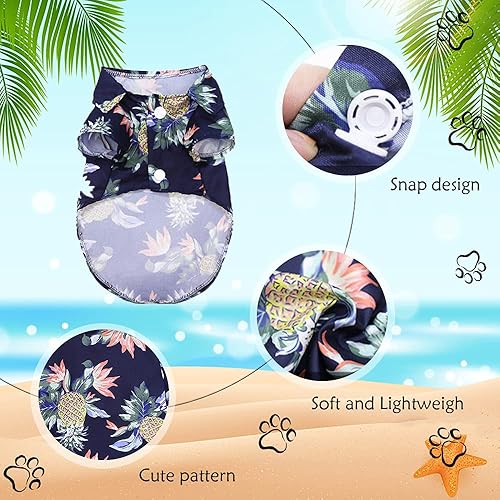 Miniatura 4 de DaFuEn - Paquete de 4 camisetas hawaianas para perro  Sudaderas de verano para mascotas  Ropa fresca y transpirable para perros  Pequeño, mediano y