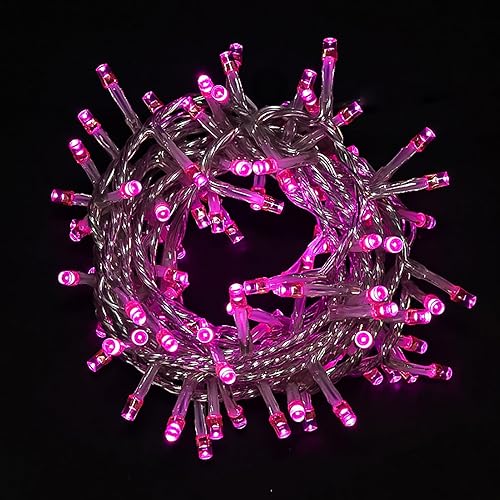 Miniatura 2 de Luces LED de Navidad rosadas, mini tira de luces rosadas enchufables, 8 modos de luces rosas de Navidad al aire libre para árbol, decoración de