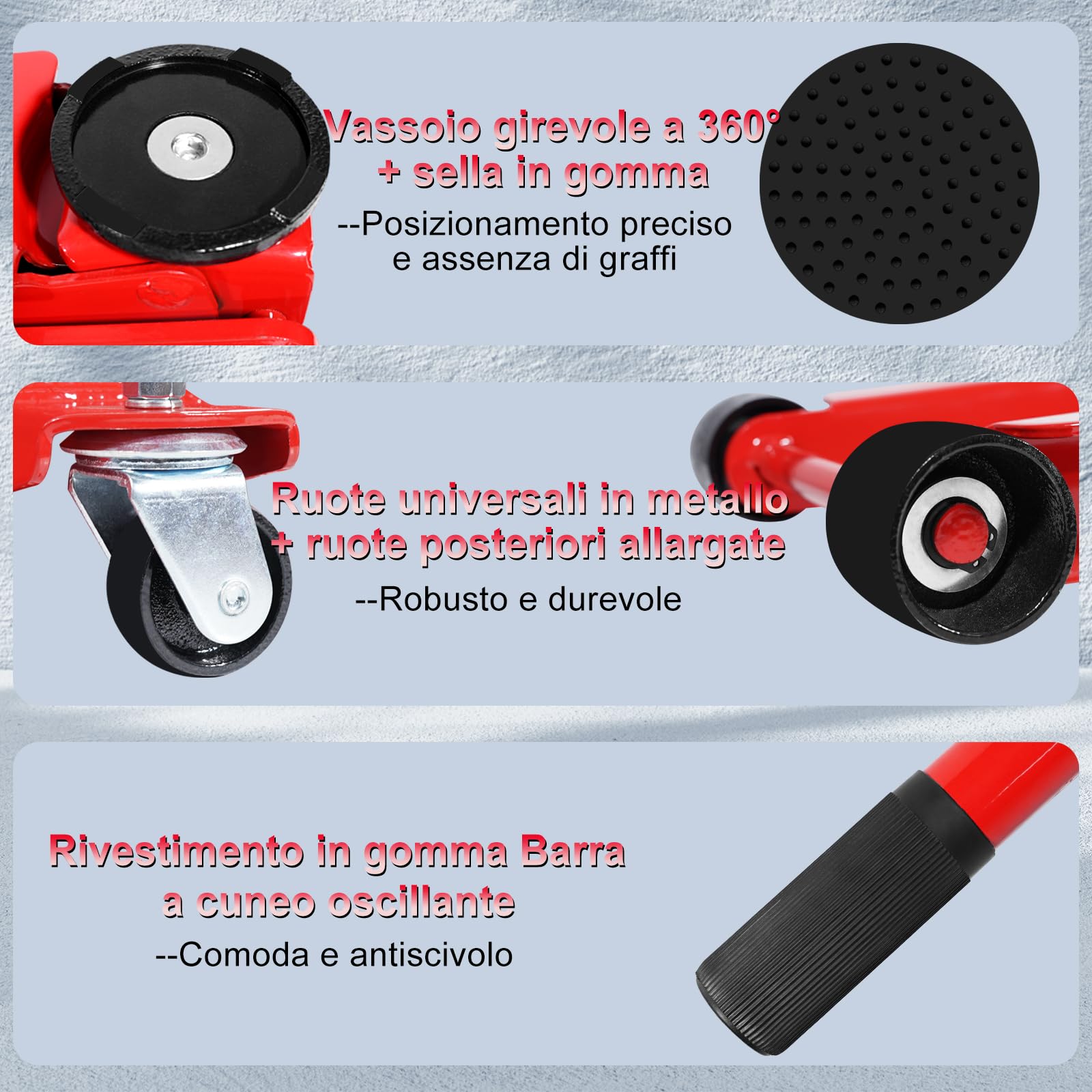 HYCHIKA Cric a carrello da corsa in acciaio,ultra basso profilo con pompa a sollevamento rapido a doppio pistone,capacità 3 tonnellate