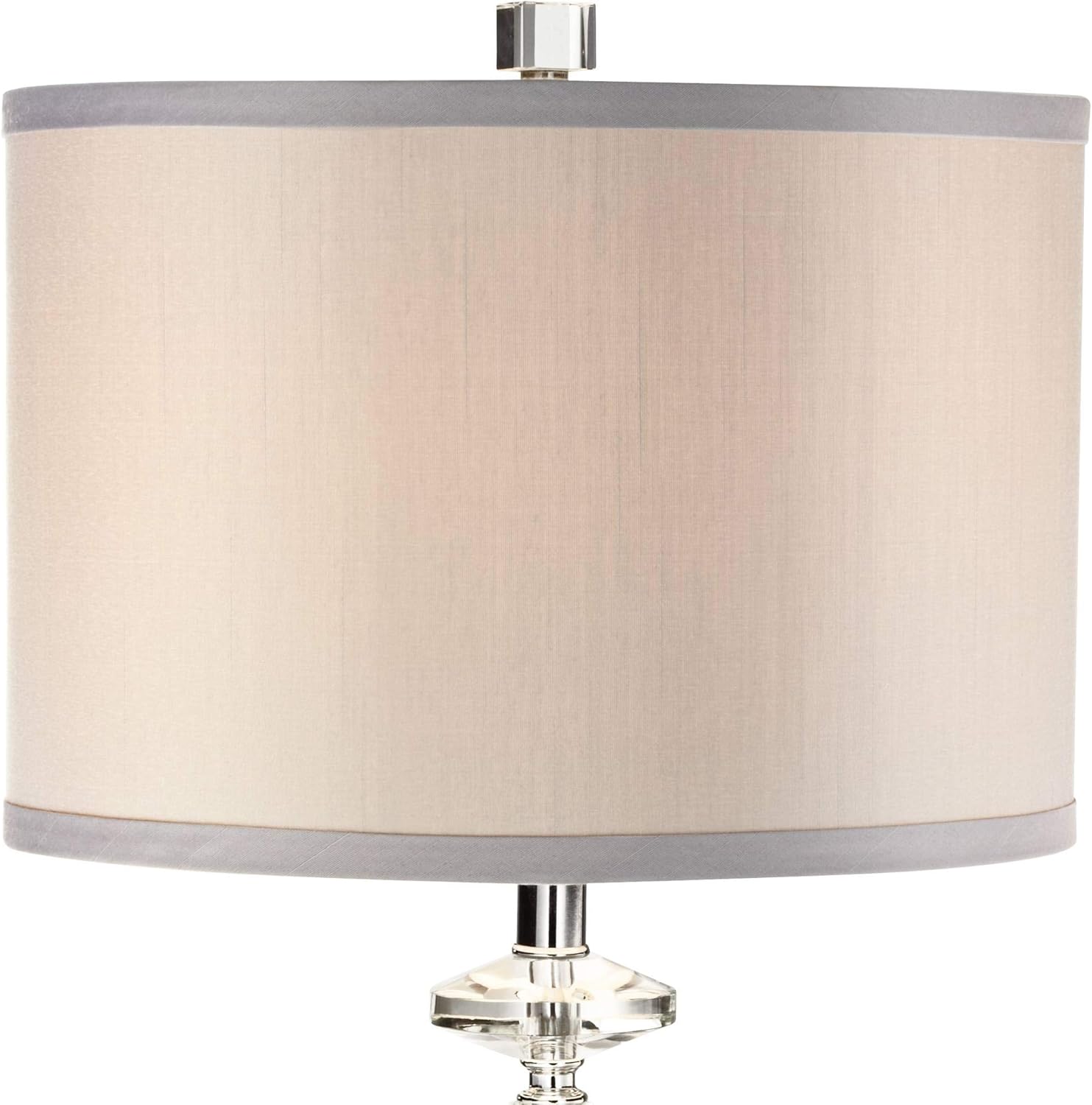 Geometric Crystal Column Table Lamps with Gray Drum Shade - Set of 2