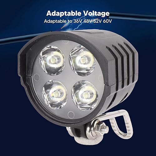 Miniatura 6 de Luz delantera de scooter eléctrico de 36 V, 48 V, 52 V, 60 V, 3 pines, 12 W, con bocina de 4 cuentas de luz, mini luces delanteras de bicicleta