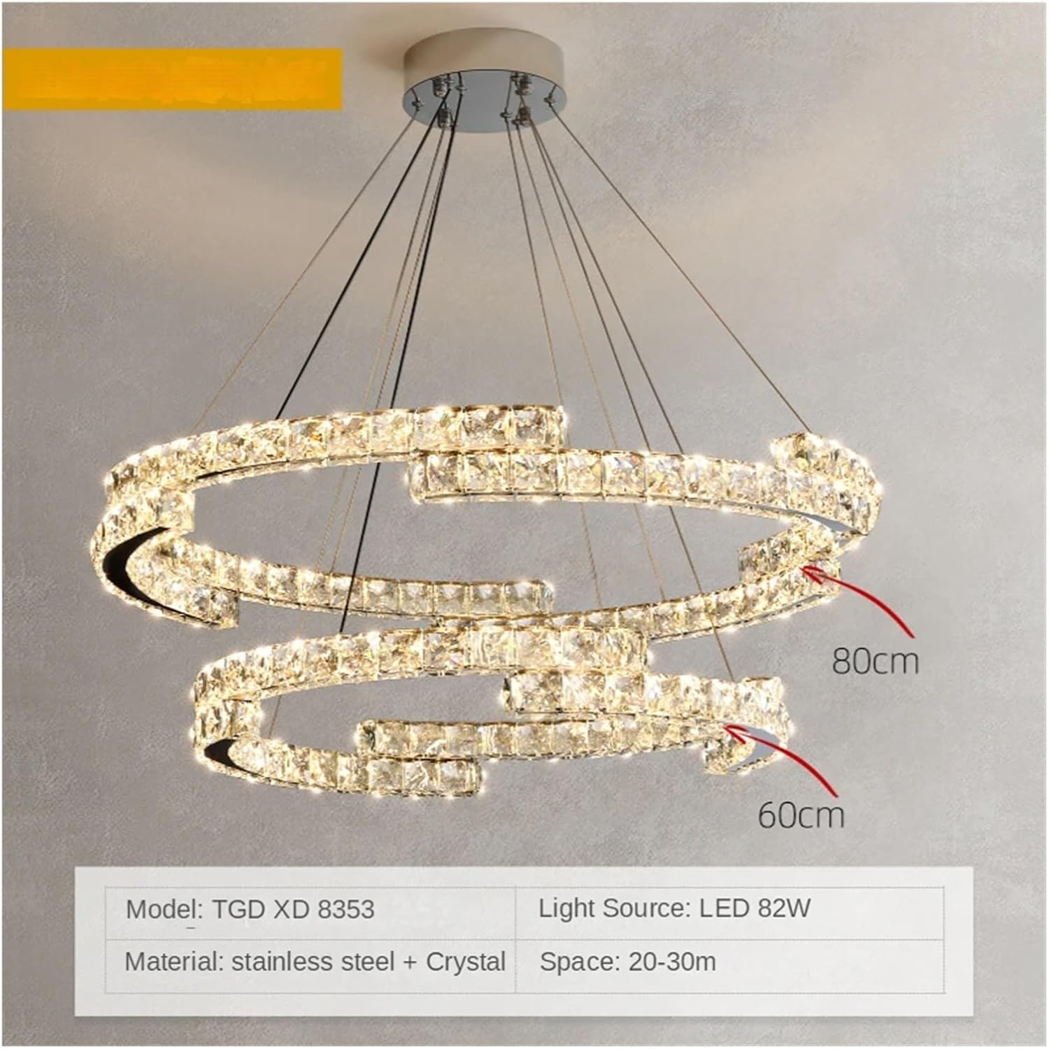 モダンリングクリスタルシャンデリアステンレススチールゴールド