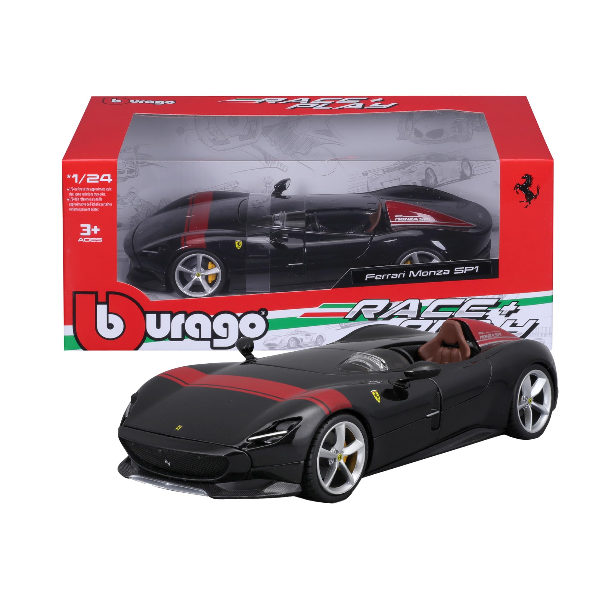 Bburago - Ferrari Monza SP1 R&P - Realistisches Automodell im Maßstab 1:24, offizielle Ferrari-Lizenz, empfohlenes Alter 3+ Jahre
