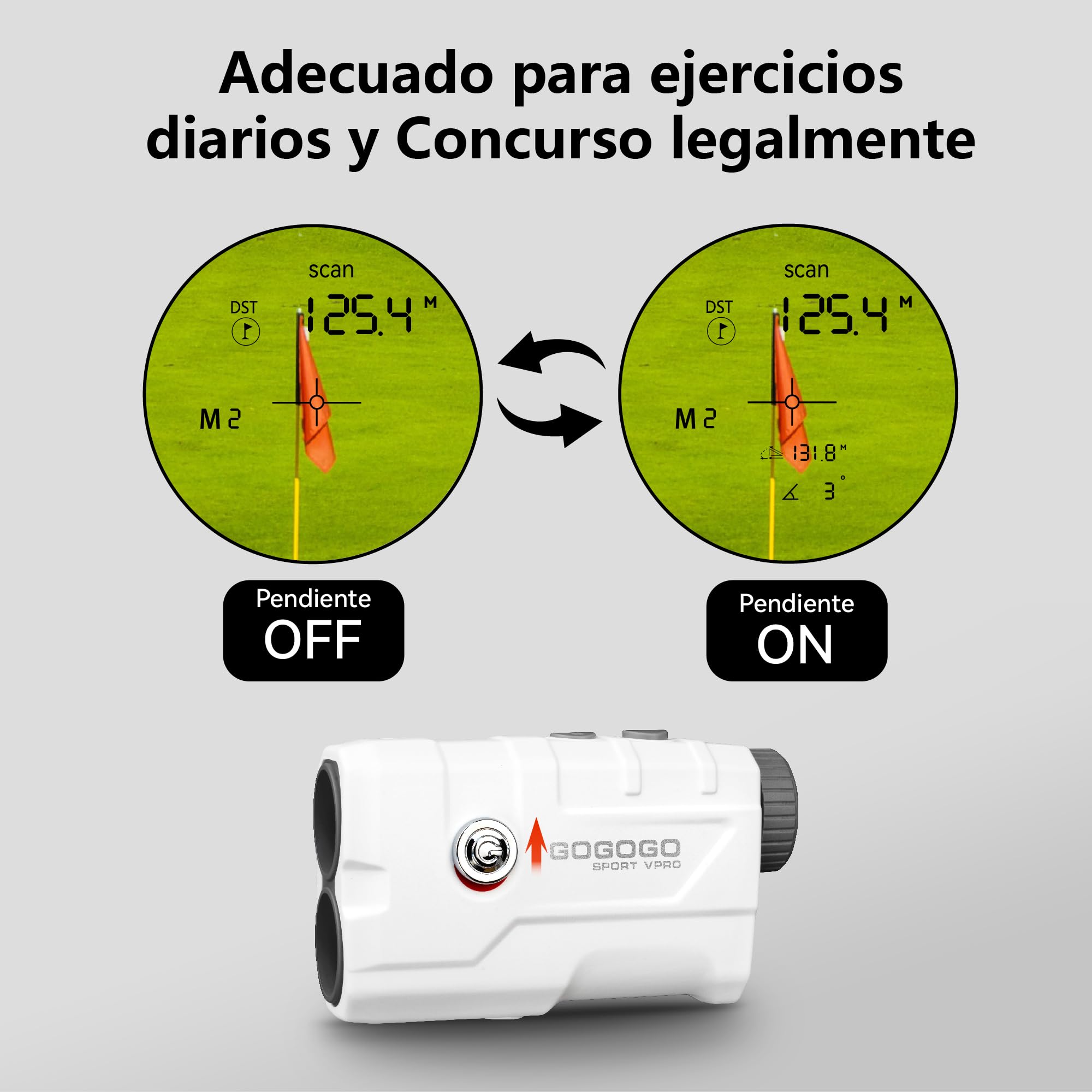 Gogogo Sport Vpro Telémetro Golf Caza 823 M/Yardas Imán, Recargable Medidor Laser Golf 3 Modos para Pendiente Off/ON y Vibración de Bloqueo de Bandera, Escaneo, Velocidad, Pantalla HD Precisión ±1yd