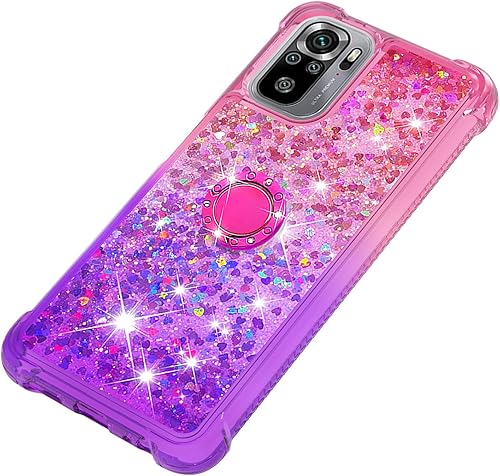 Miniatura 6 de nincyee Shockproof Case for Xiaomi Redmi Note 10 4GNote 10S,Glitter Shine Diamond Gradient Color Quicksand Transparent TPU Cover with Rotating Ring