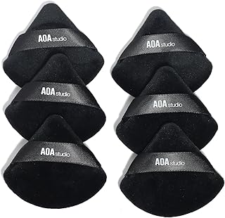 AOA Studio Velvet Puffs Makeup Puff Set of 6 Loose Powder Body Powder, Velour Makeup Blender Sponge Foundation Blending Sponges Set Beauty Makeup Tools (Black)