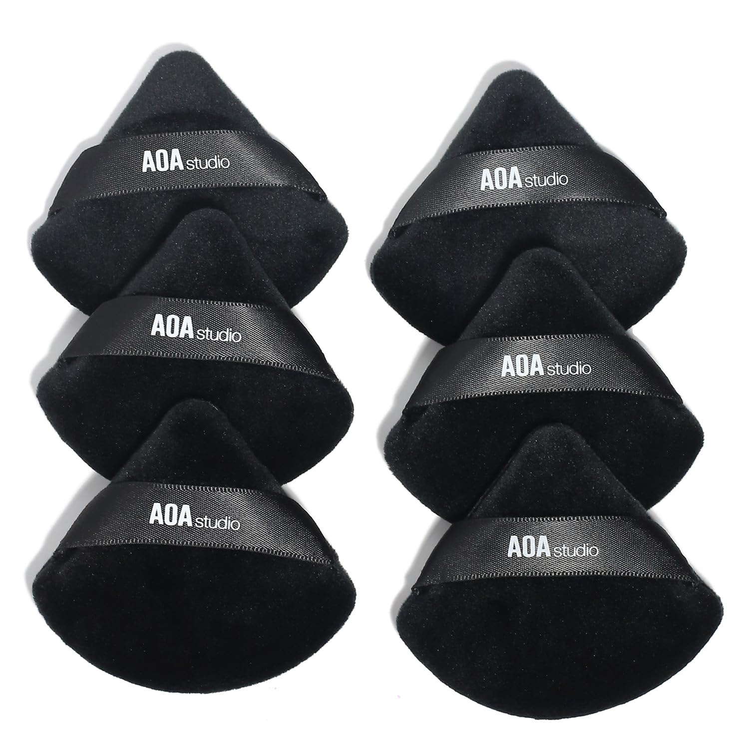 AOA Studio Velvet Puffs Lot de 6 houppettes de maquillage en velours pour poudre pour le corps Noir